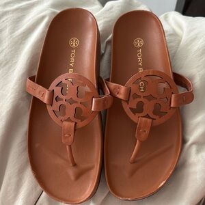 Tory Burch Tan Sandals with Logo Detail